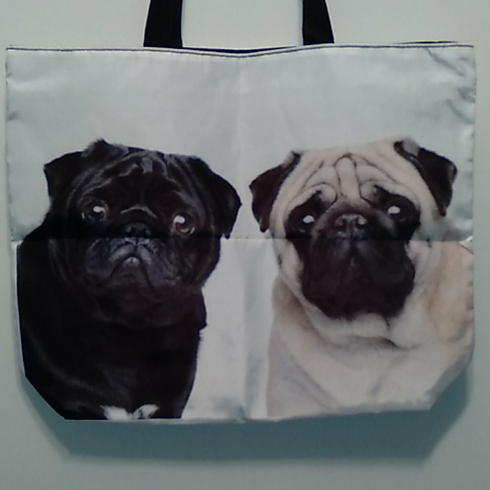 New- Tote Bag- Shoulder Bag- Pug- Black Pug